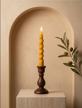 Aurora %100 Doğal Balmumu Mum – Kimyasalsız, Temiz ve Huzurlu Işık 🕯️